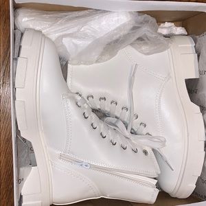 white chunky combat boots